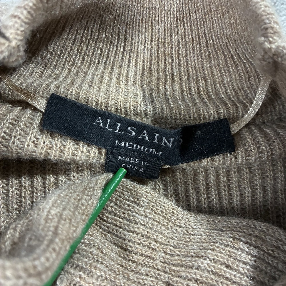 AllSaints Ridley Funnel Neck Wool Cashmere Sweater Toffee Brown Women M Minimal - Picture 3 of 8